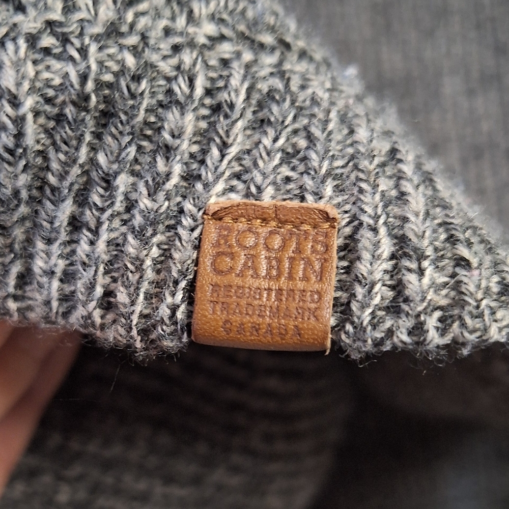 Roots Cabin Salt Pepper Knit Turtleneck Poncho Vintage Y2K Kids L/XL Adult S/M - Picture 3 of 11